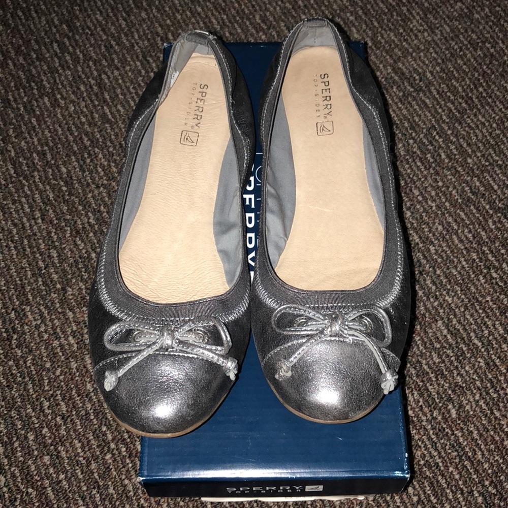 Pewter Sperry Top-slider Flats
